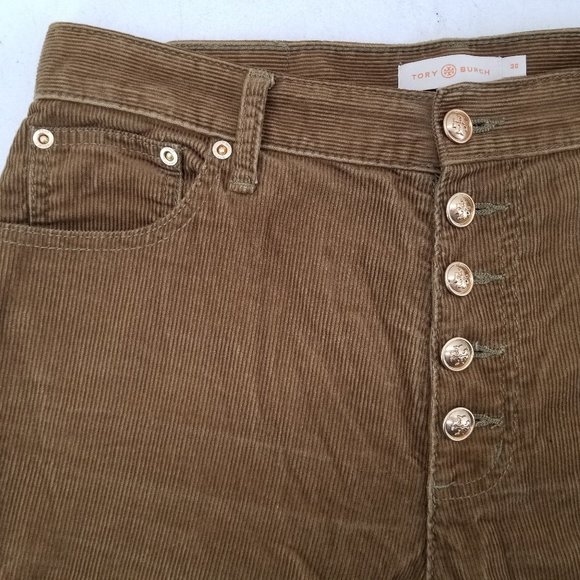 Tory Burch Womens Jeans  Brown Corduroy Button Fly Straight Fit  Pants 30 x 28 - Picture 6 of 12